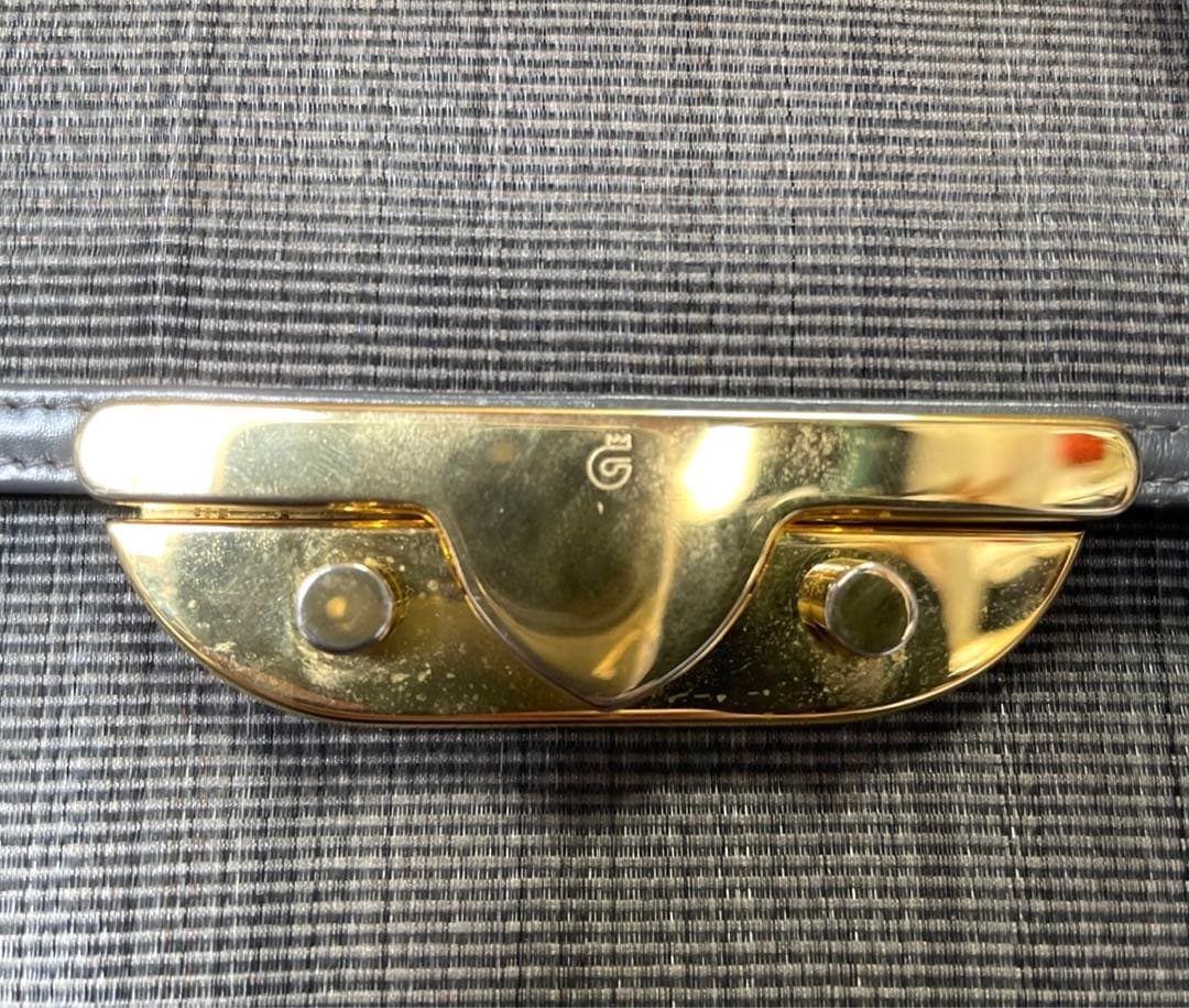 【COMTESSE】ホースヘア×レザー ダークグレー ゴールド金具 ハンドバッグ