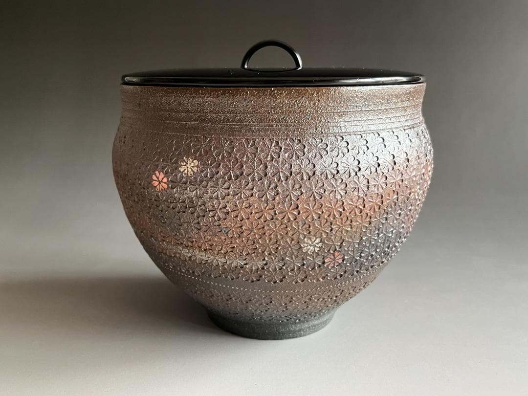 伊賀桔梗窯　印華象嵌文　水指　梅田正弘　堀内宗完　兼中斎　書付　茶道具　表千家