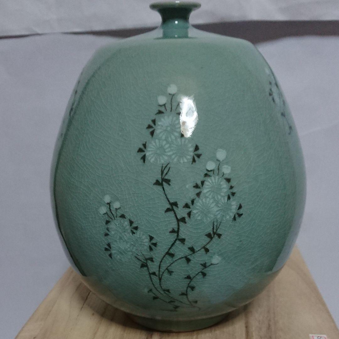 韓国・作家物・高麗青磁・花瓶・未使用品☆常識の範囲の価格交渉ＯＫ