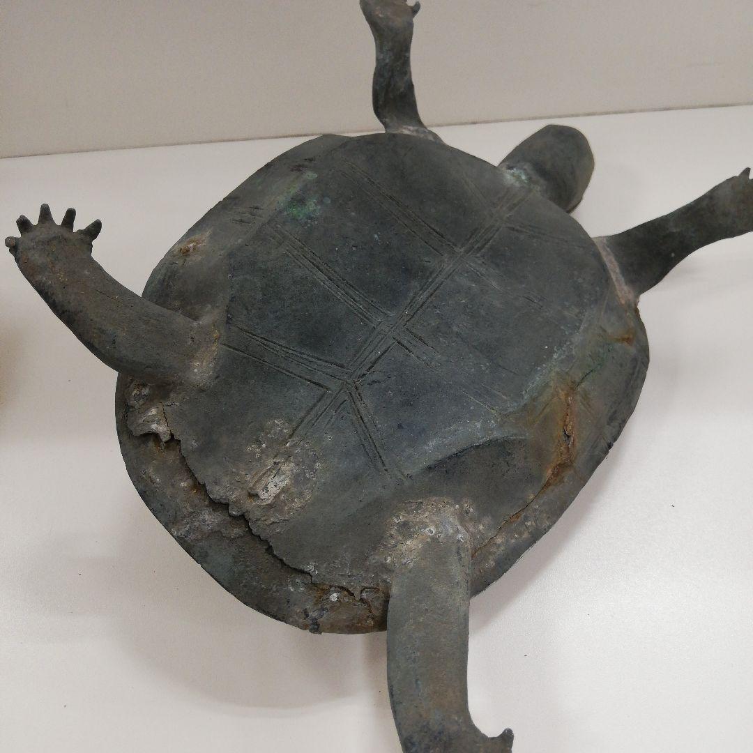 江戸時代後期～明治時代中期頃２５センチ古銅製稀少細密造形美術クサガメ時代置物
