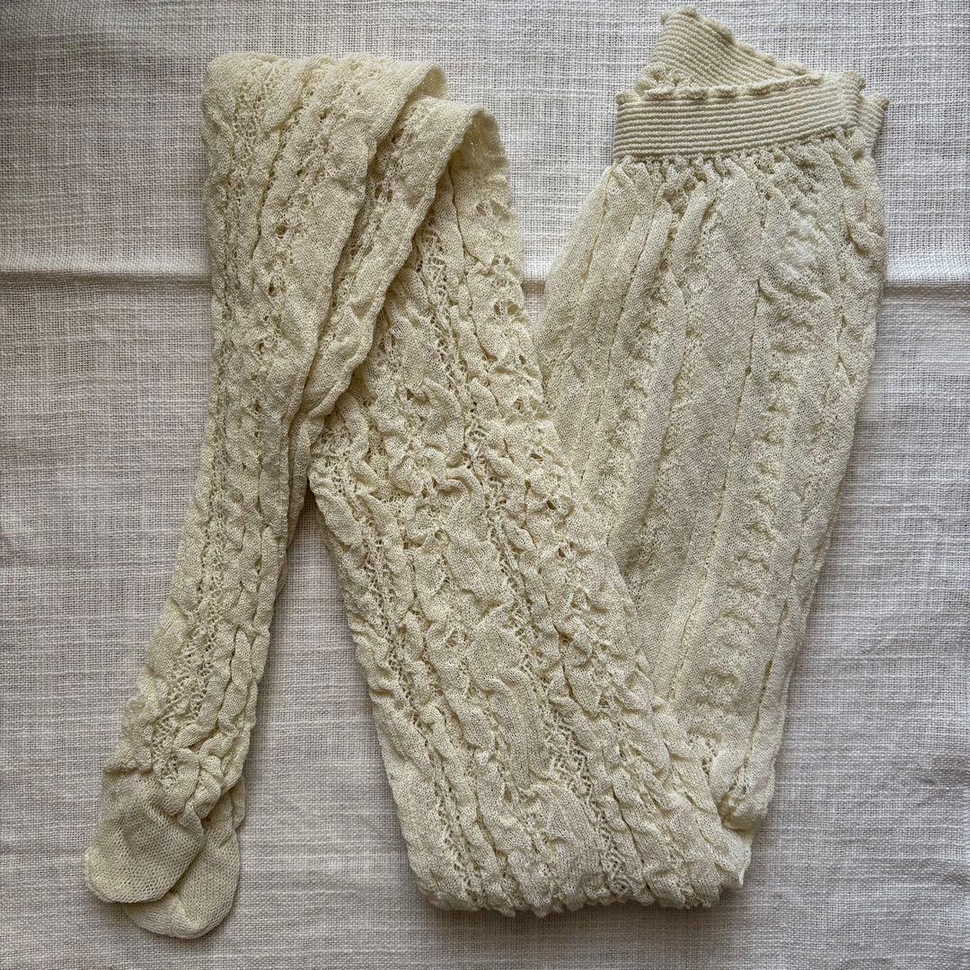 新品未使用【ROKU ロク】レースタイツ　オフホワイト　即完売品