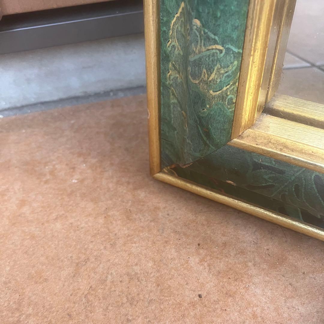 イタリア製 アンティーク調 ミラー 壁掛け 鏡 花模様 ウォールミラー