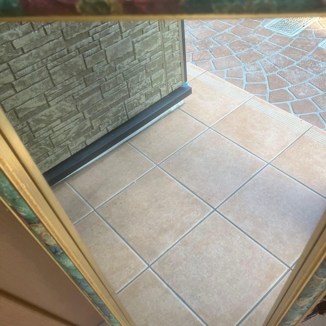 イタリア製 アンティーク調 ミラー 壁掛け 鏡 花模様 ウォールミラー