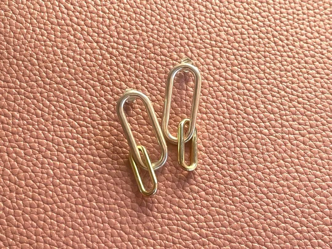 ＜PHILIPPE AUDIBERT＞OVAL コンビカラー ピアス