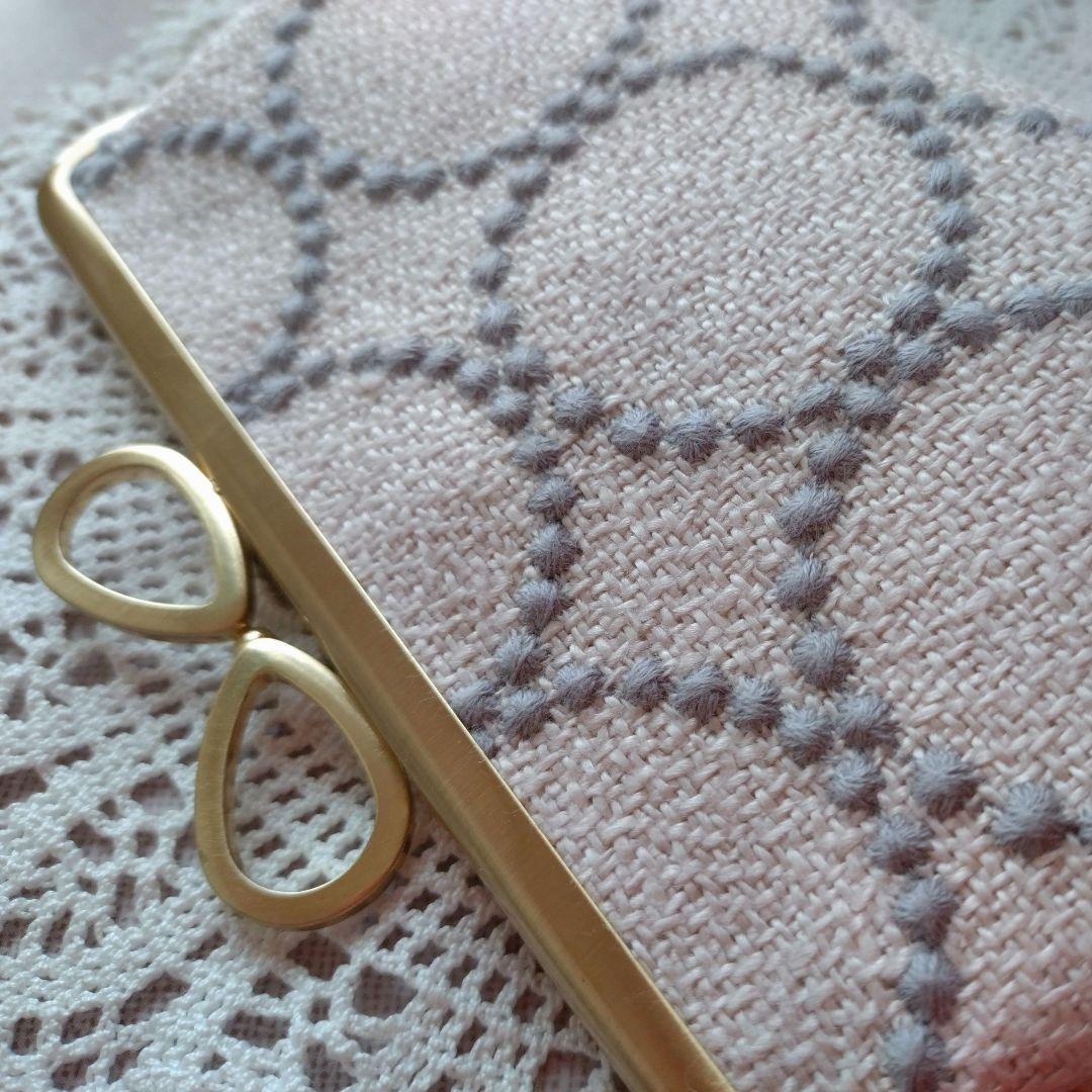 1240 ミナペルホネン tambourine ジョーゼット 親子がま口長財布