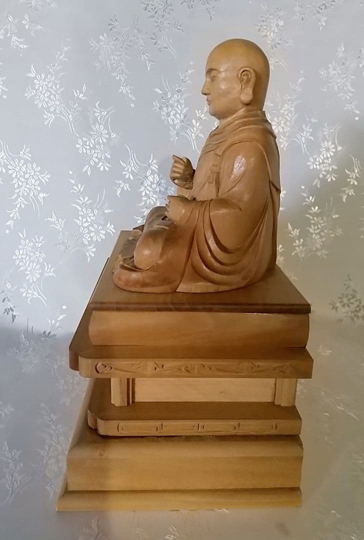 僧形坐像 法然上人坐像 #074 ◆白檀 木彫 仏像