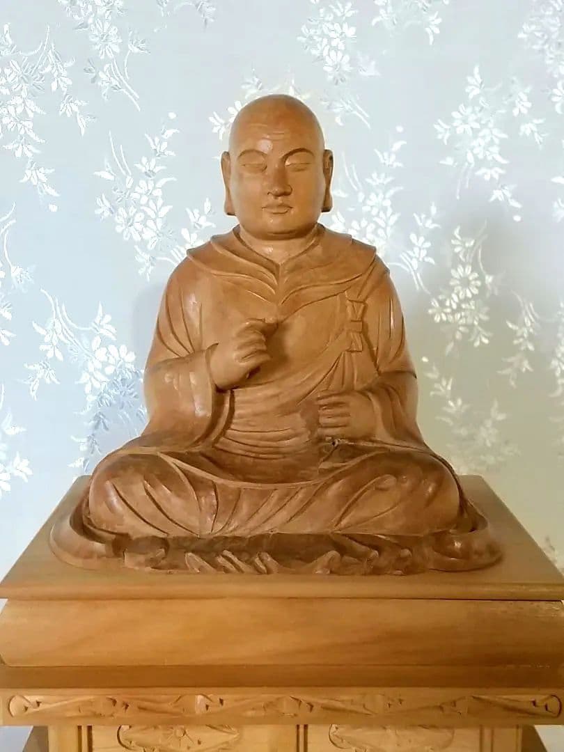 僧形坐像 法然上人坐像 #074 ◆白檀 木彫 仏像
