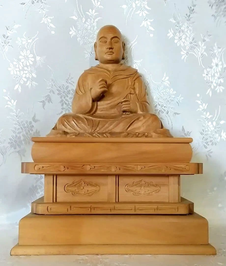 僧形坐像 法然上人坐像 #074 ◆白檀 木彫 仏像