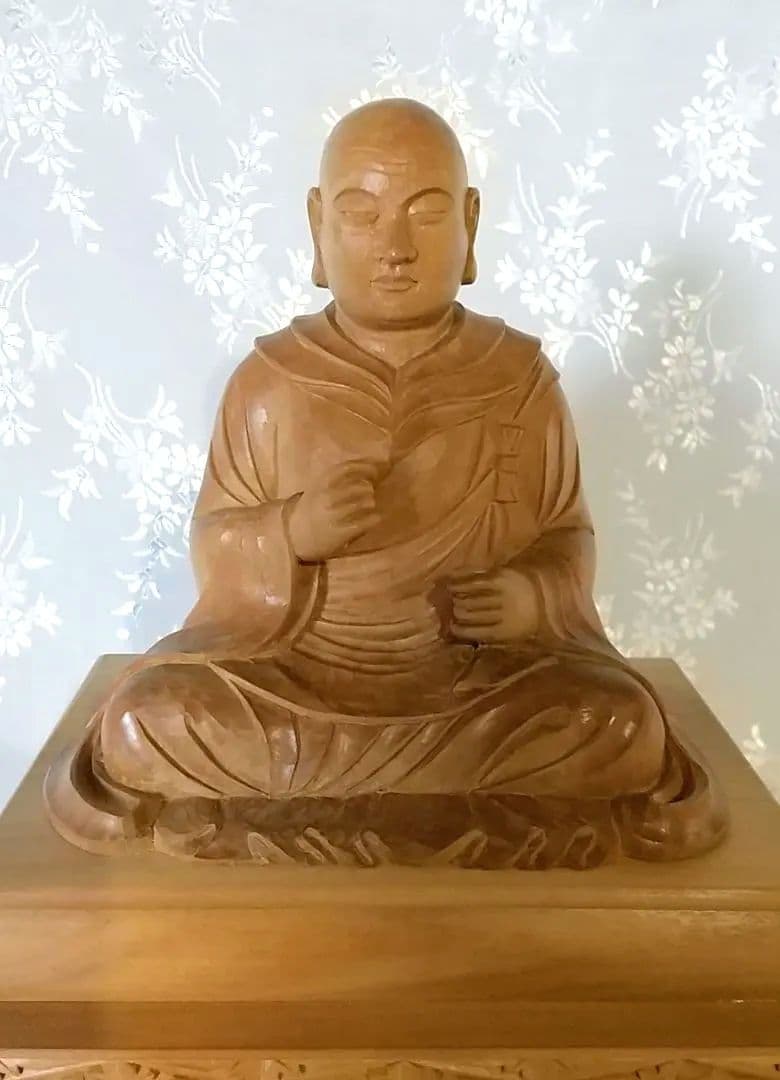 僧形坐像 法然上人坐像 #074 ◆白檀 木彫 仏像