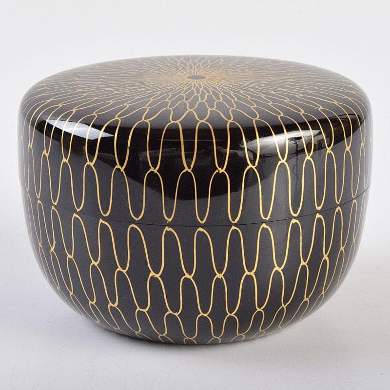 茶道具　蒔絵師　荒井正春作　網目蒔絵　平棗　鵬雲斎極め箱　D　R9204