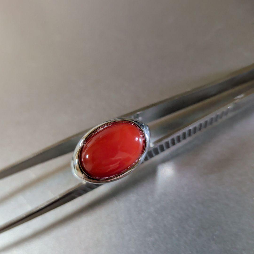 リング　Pt900　珊瑚　カボション　10.37g