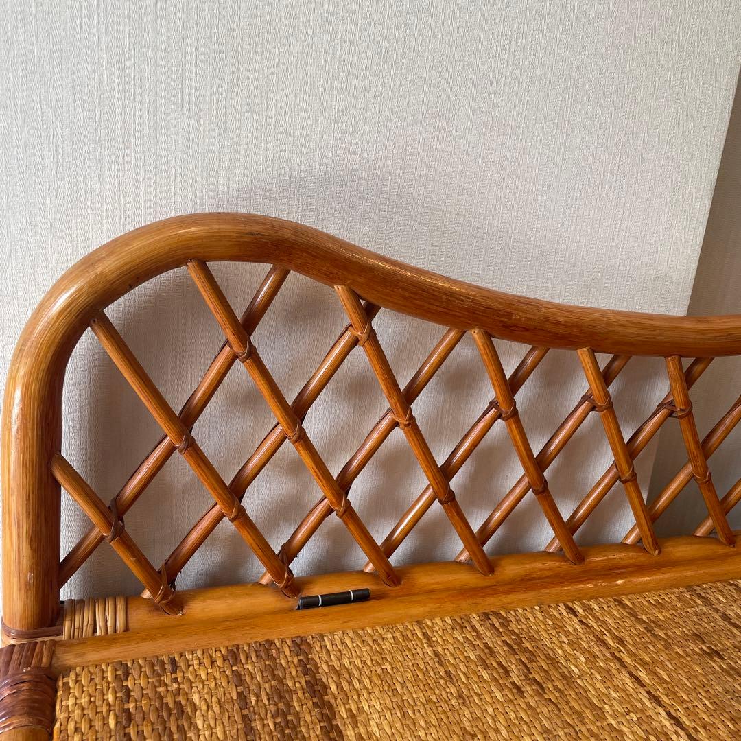 ヴィンテージ ラタンベンチ ラタン家具 籐家具 収納ベンチ 2人掛け レトロ