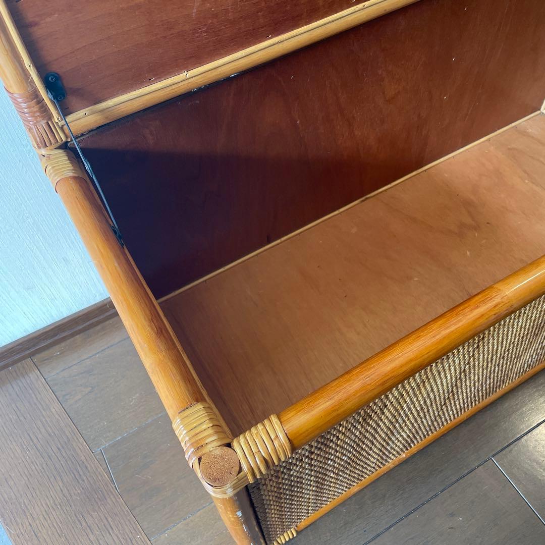 ヴィンテージ ラタンベンチ ラタン家具 籐家具 収納ベンチ 2人掛け レトロ