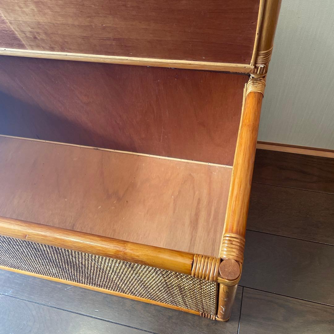 ヴィンテージ ラタンベンチ ラタン家具 籐家具 収納ベンチ 2人掛け レトロ