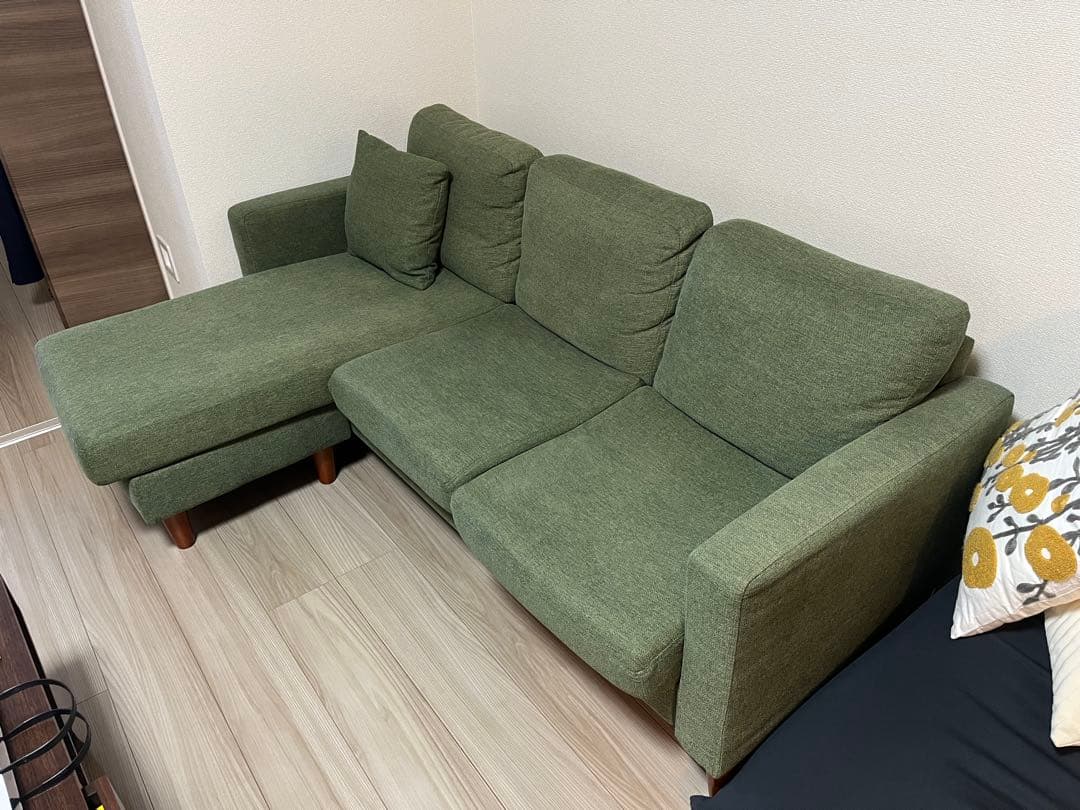 3人掛けカウチソファ グリーン