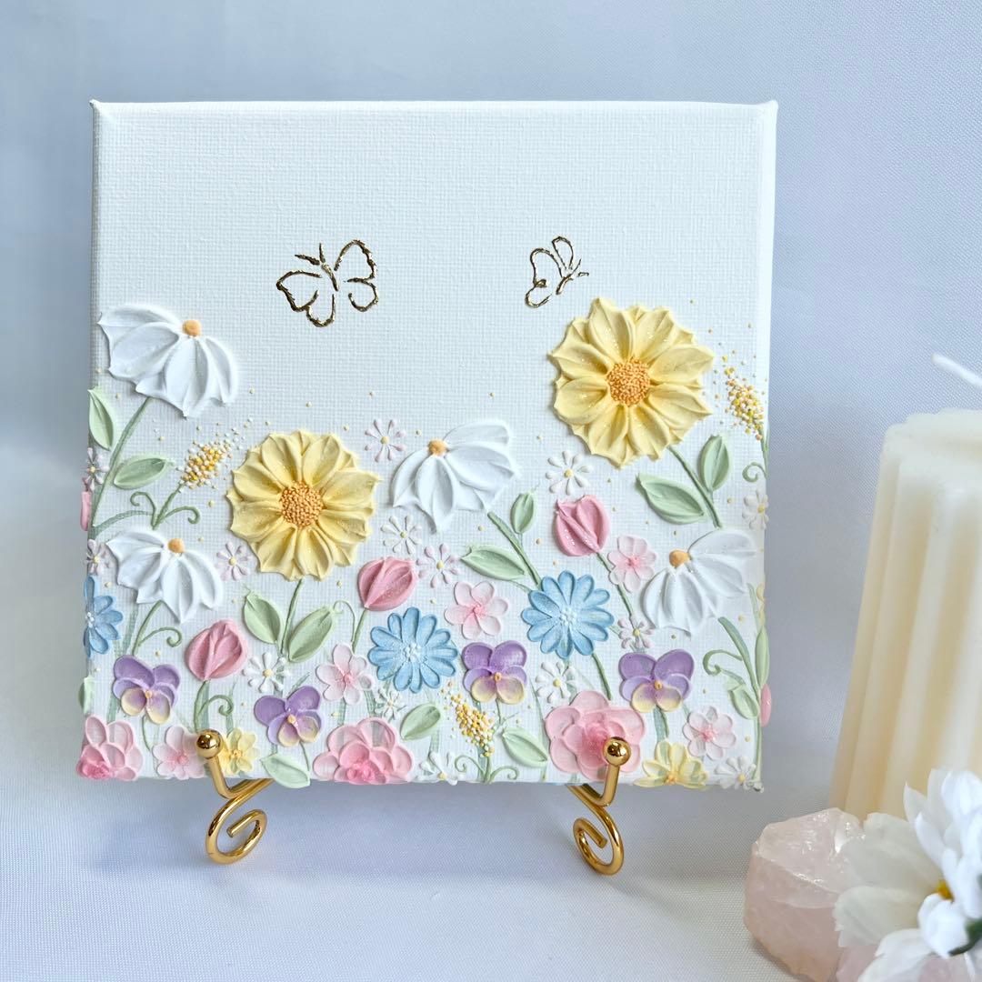 蝶　テクスチャーアート　バタフライ　絵画　インテリアアート　花　絵　癒し