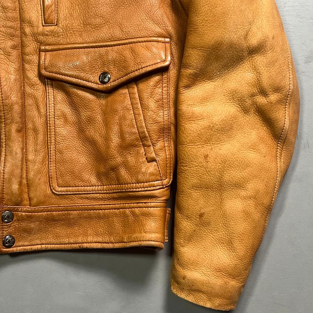 KUSHITANI シングルライダースジャケット　本革　オールレザー　短丈　S