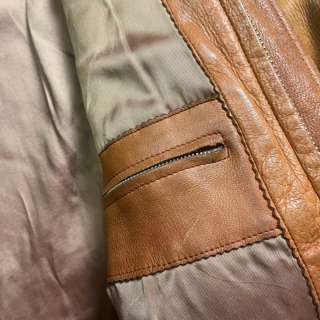 KUSHITANI シングルライダースジャケット　本革　オールレザー　短丈　S