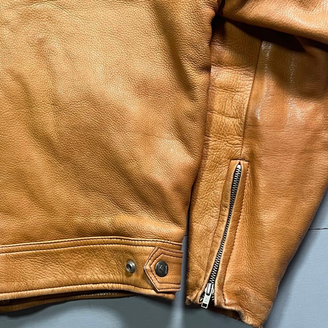 KUSHITANI シングルライダースジャケット　本革　オールレザー　短丈　S