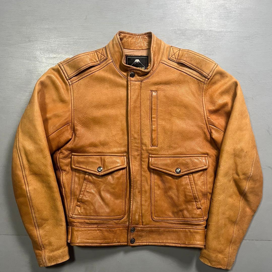 KUSHITANI シングルライダースジャケット　本革　オールレザー　短丈　S