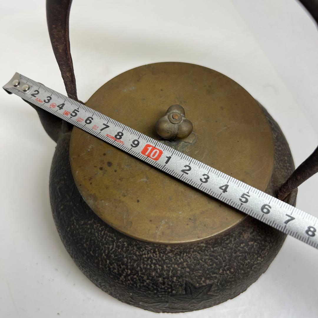 龍文堂　紅葉陽刻鉄瓶　高さ約21㎝/1621g 東Y7-1209☆2Fトヒチサ