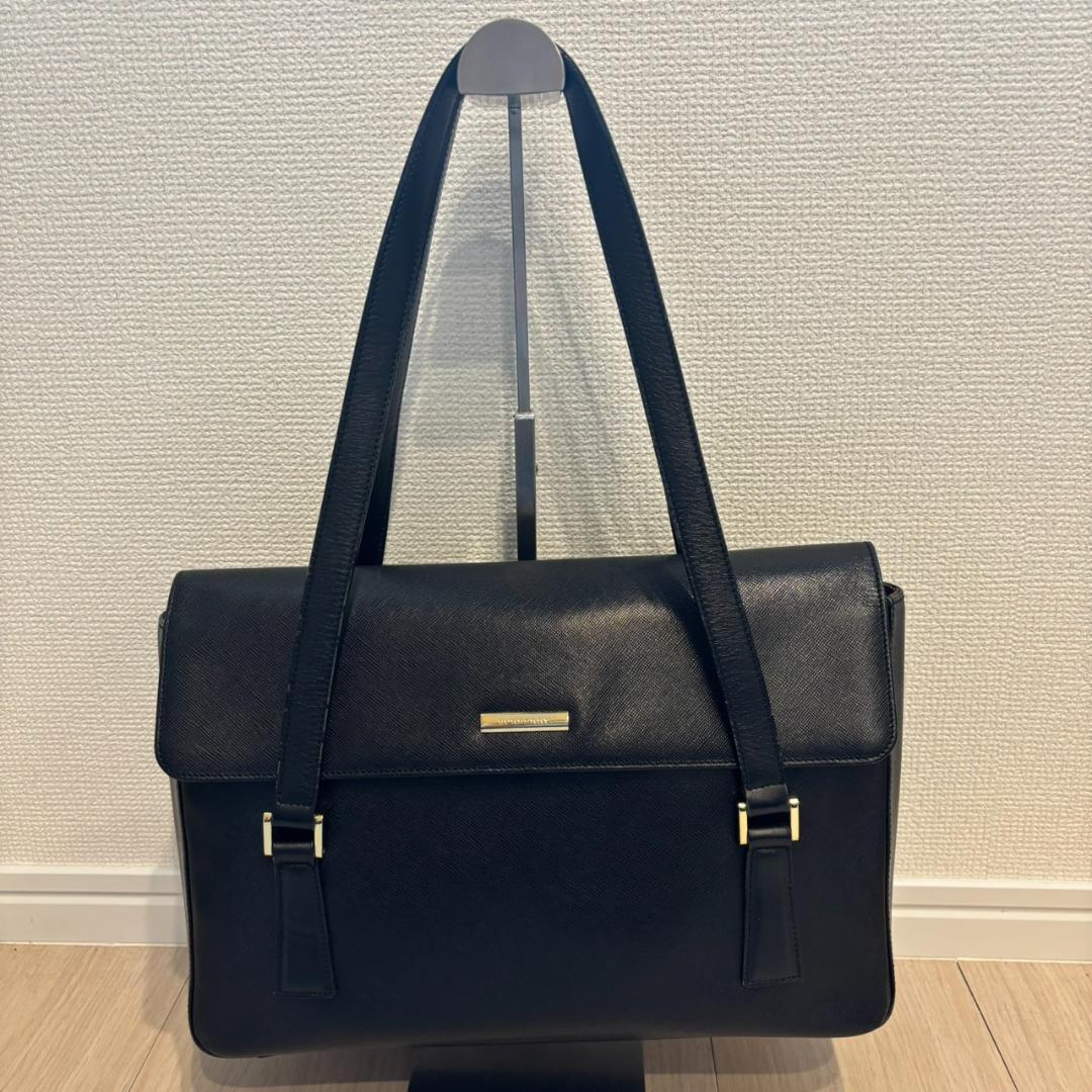 バーバリー　ハンドバック　ビジネスバック　サフィアーノレザー　ブラック