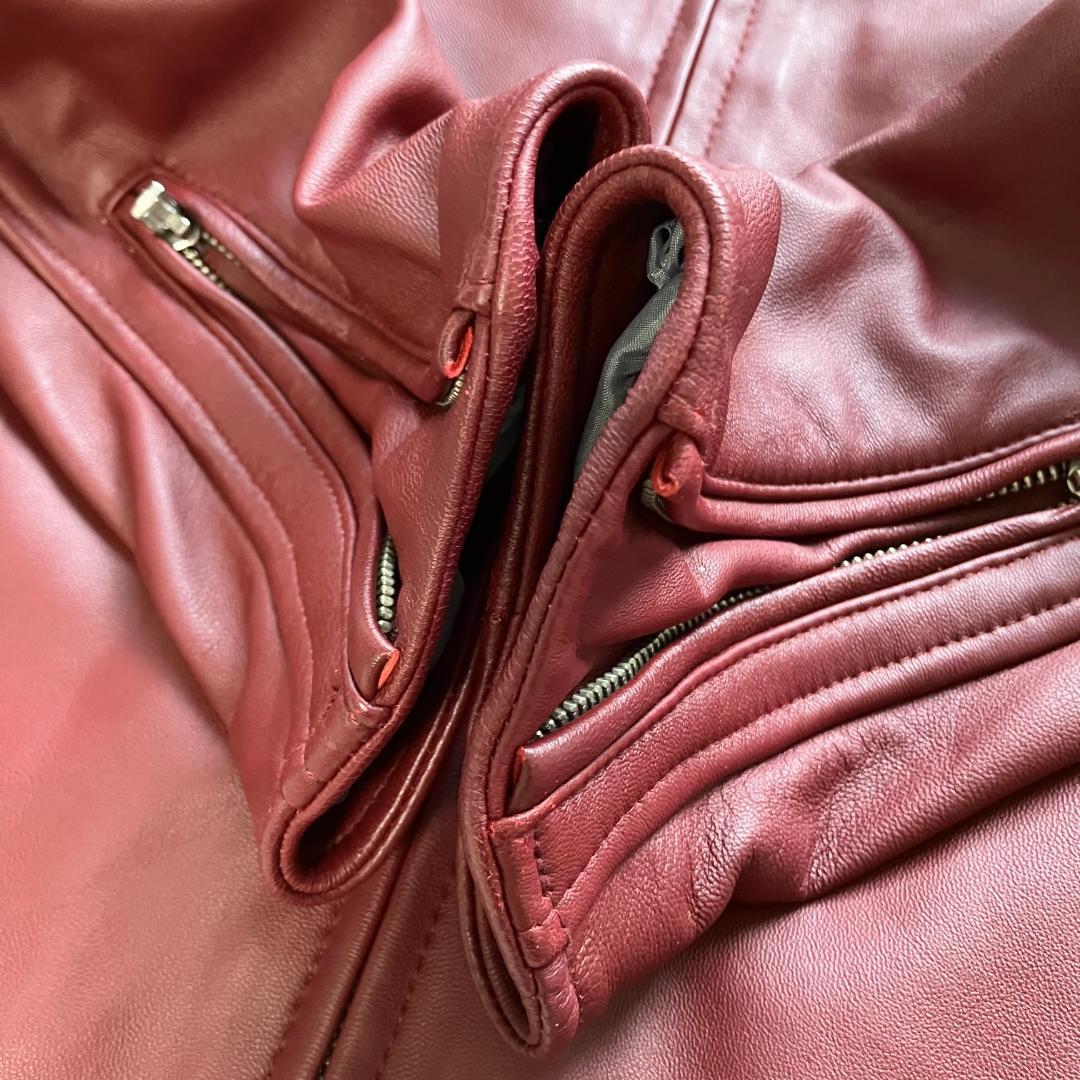 美品◎タケオキクチ 羊革 ラムレザージャケット ライダース ボルドー L