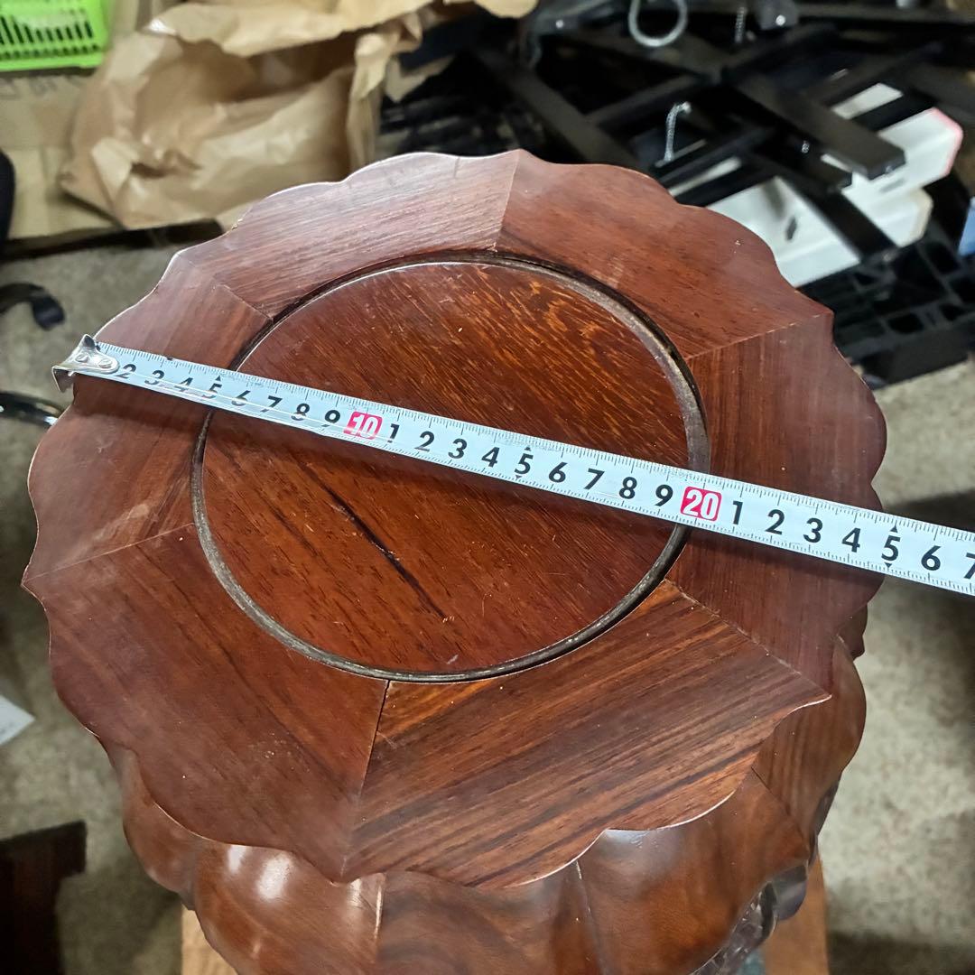 希少品 華道具 唐木 紫檀 ぶどう透かし彫リ 飾台 花台 香炉台 猫足