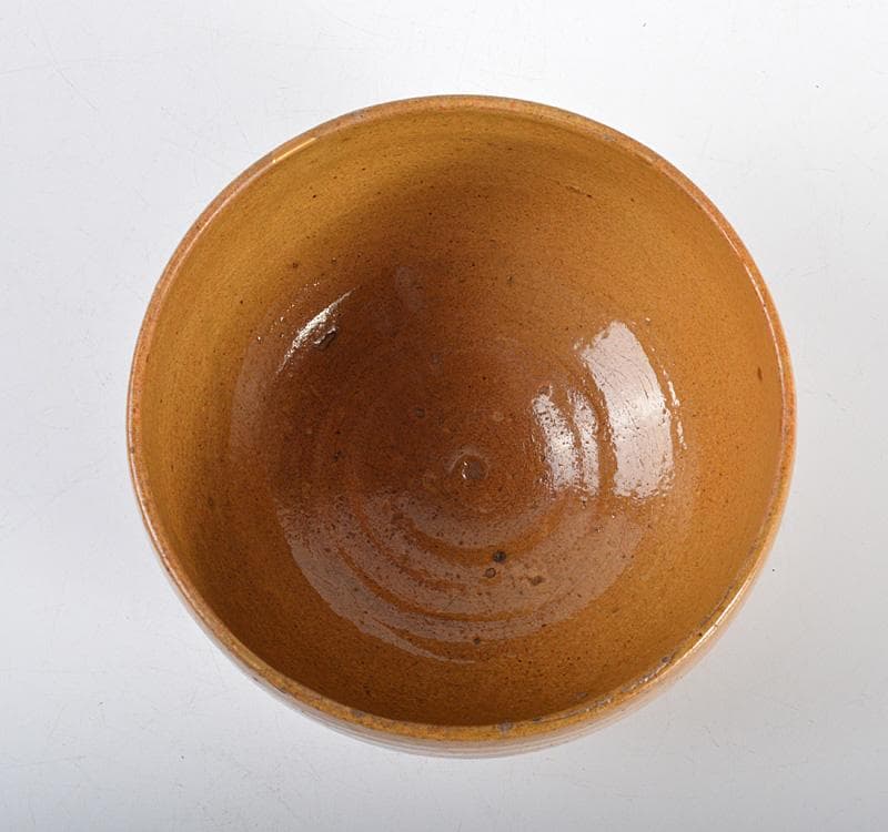 中国　唐物　黄釉　茶碗　仕覆・時代箱付　M　R4289