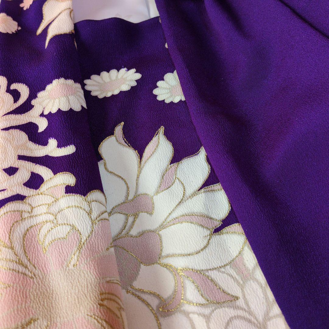 七五三３歳正絹手縫いの被布と巾着のセット（中綿無し）