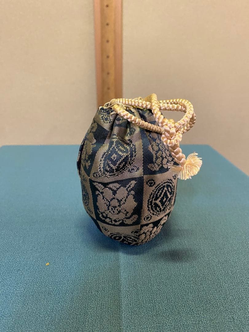 ⭐️本日限定⭐️古膳所写耳付茶入 陽炎園(岩崎新定) 遠州市松宝 西陣織 共箱