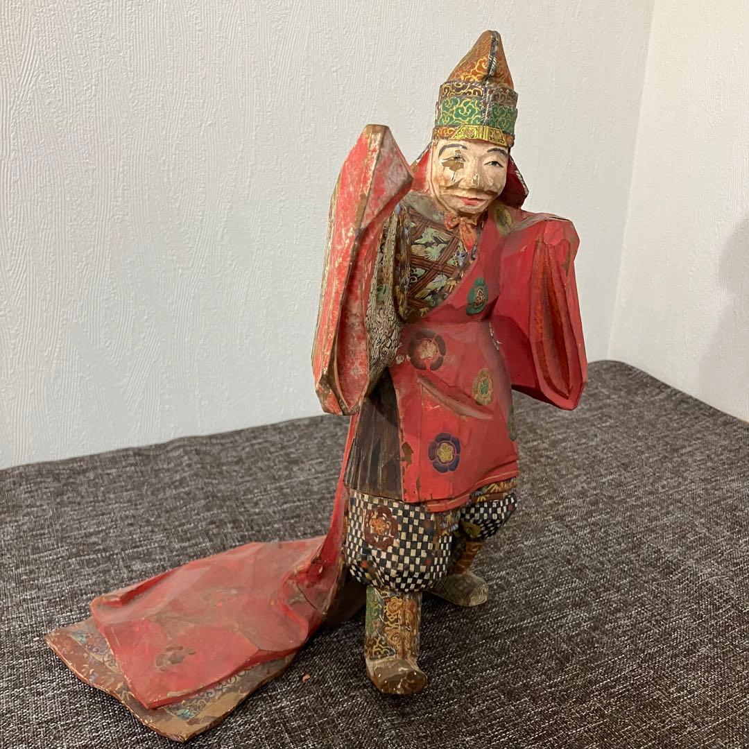 奈良一刀彫　名工竹林薫風作　舞楽人形　春日大社　骨董　古道具　奈良蔵出　森川杜園