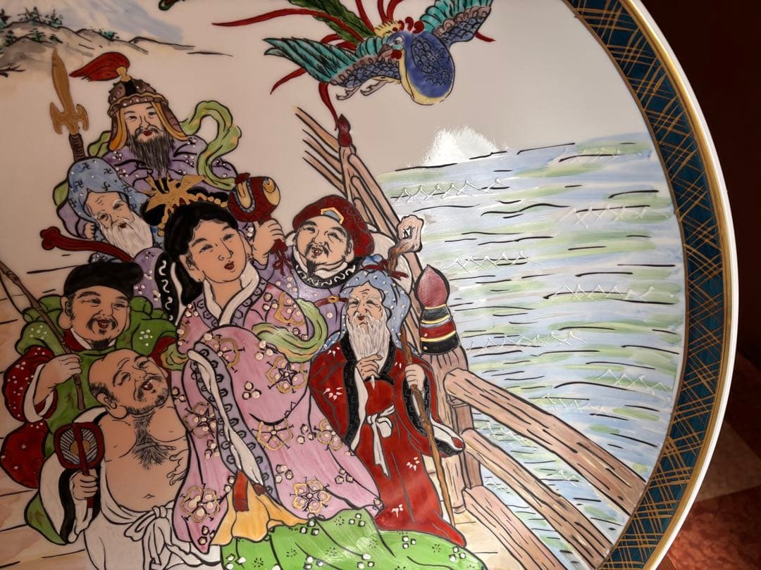 隆泉作　直径60cm 飾り皿　特大絵皿