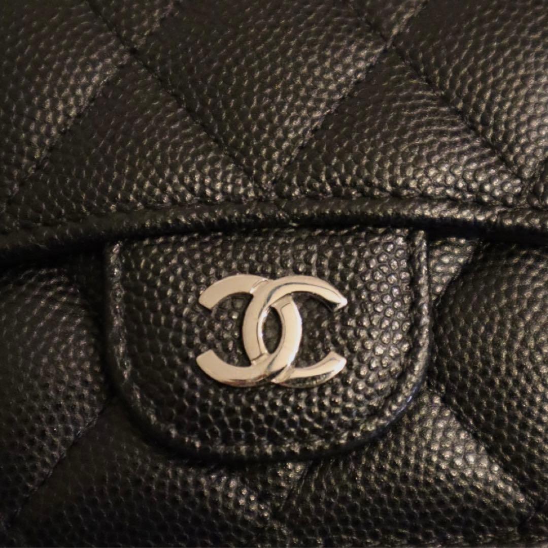 シャネル CHANEL スモールフラップウォレット 三つ折り財布 キャビアスキン