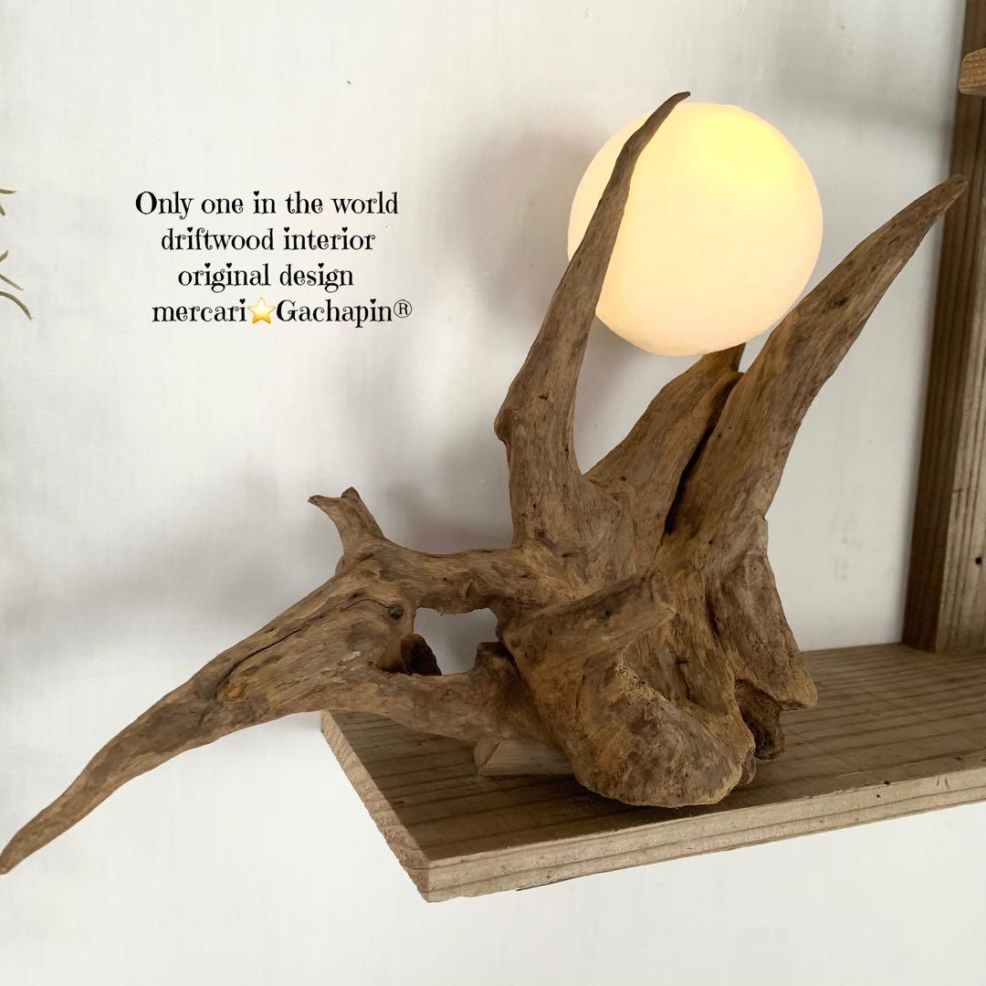 No.623⚜️ムーンライト付き希少流木ウォールシェルフ流木インテリア 流木アート