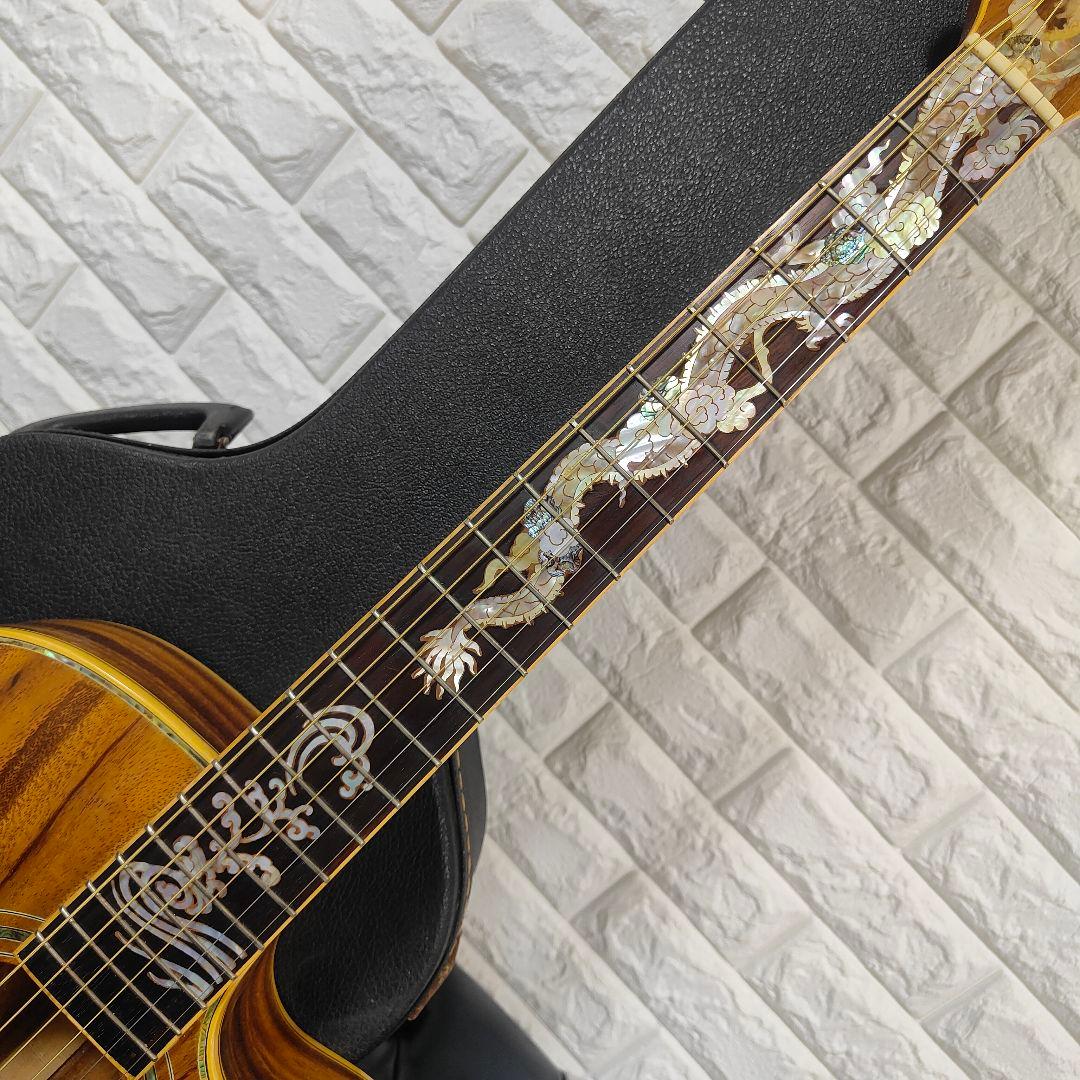 豪華アバロン！オールコア単板 アコースティックギター 龍インレイ フルコア 希少