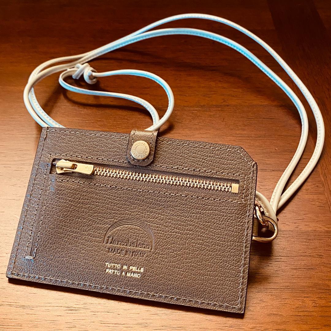 2437【新品 ラルコバレーノ】スマートネックウォレット★財布★本革★ブラウン★