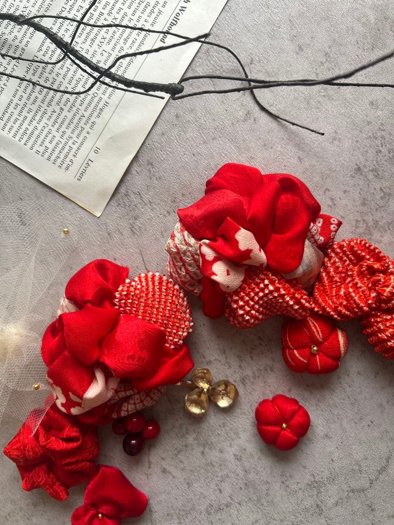 七五三　七五三髪飾り　ヘッドドレス　着物髪飾り　リメイク髪飾り　075