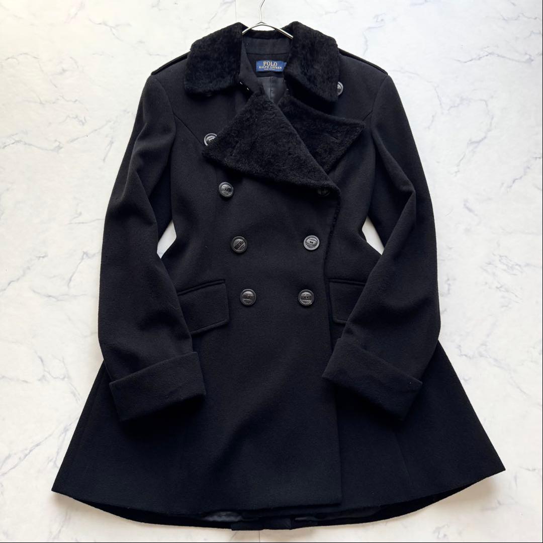 ポロラルフローレン カシミヤ混 ロングコート ナポレオンコート 2way ダブル
