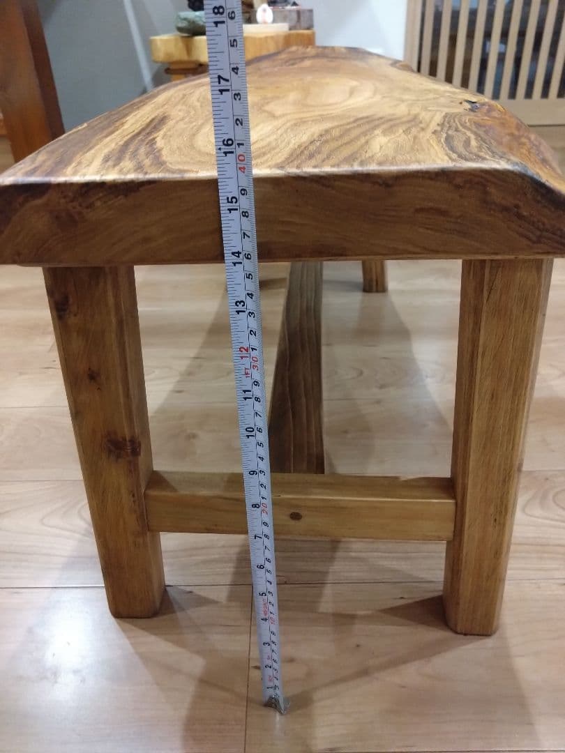 栗のベンチ78　しょうちゃん❕いい栗の耳付き一枚板で杢目が綺麗ですよ