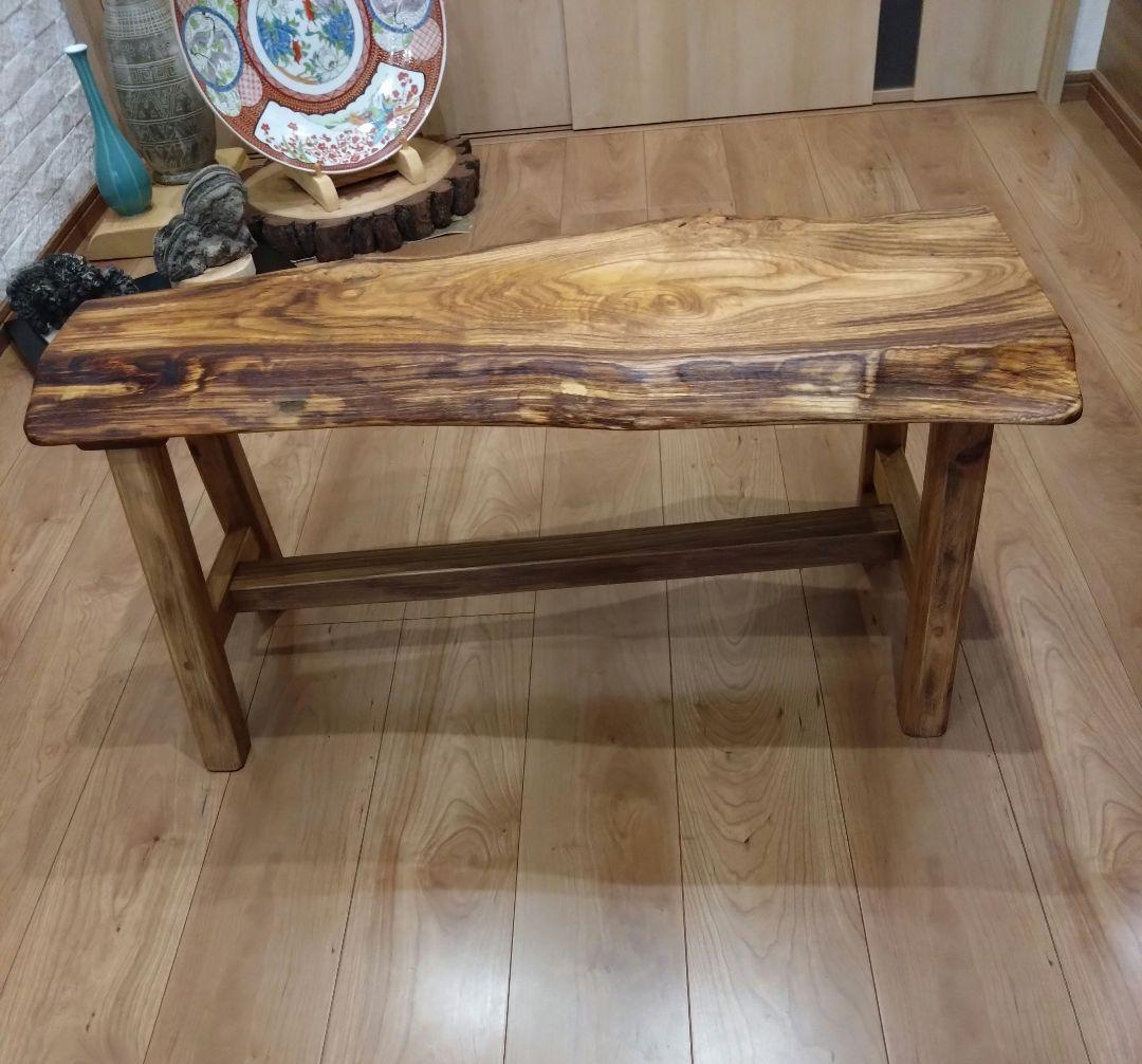 栗のベンチ78　しょうちゃん❕いい栗の耳付き一枚板で杢目が綺麗ですよ