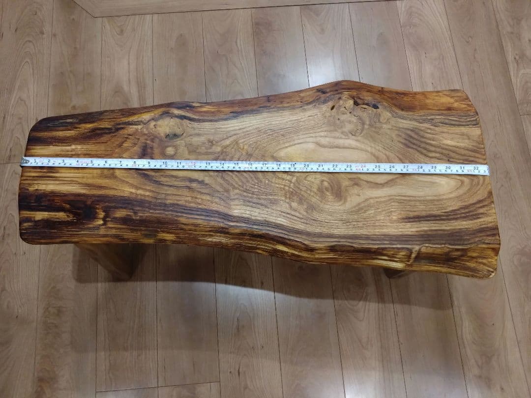 栗のベンチ78　しょうちゃん❕いい栗の耳付き一枚板で杢目が綺麗ですよ