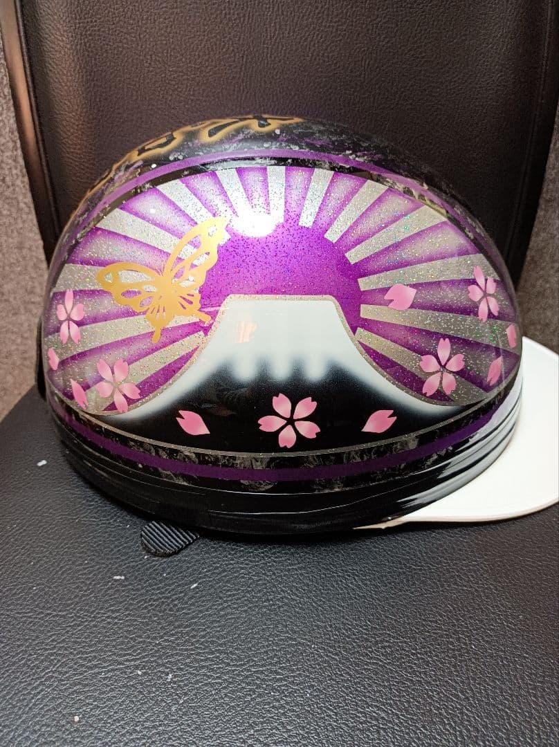 カスタムコルク半　Candyパープル　蝶塗装　七色ラメ　文字変更無料
