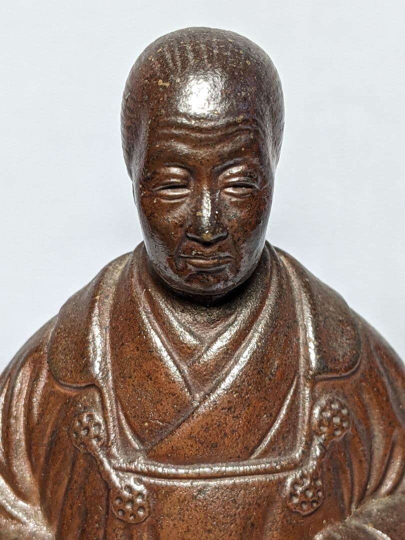 西村春湖 備前焼 奥村五百子像 春湖苑識箱 陶像 置物 オブジェ 名工 希少