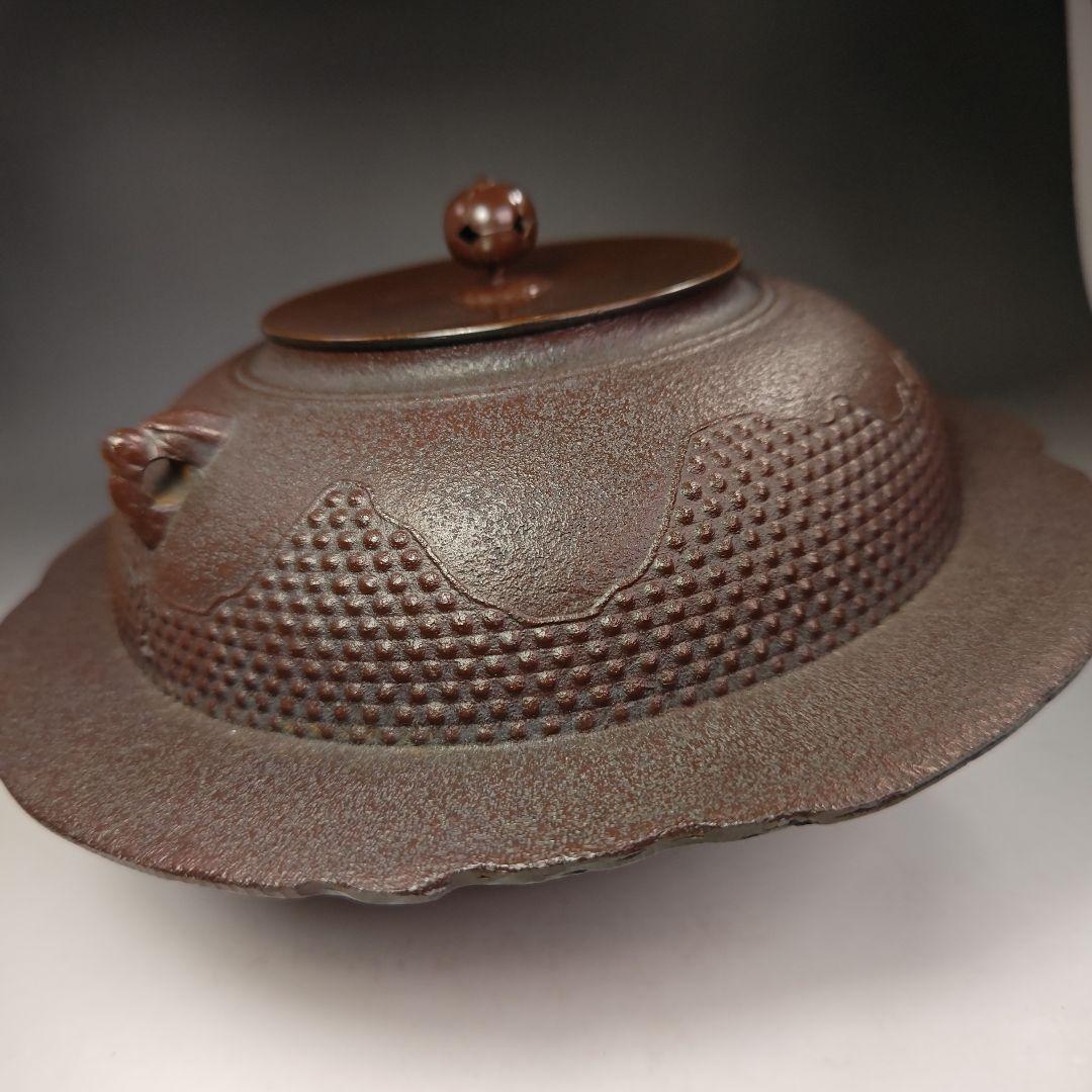 イ444 茶釜『釜師　佐藤清光作』『遠山霰　透木釜　共箱』鉄釜　茶道具