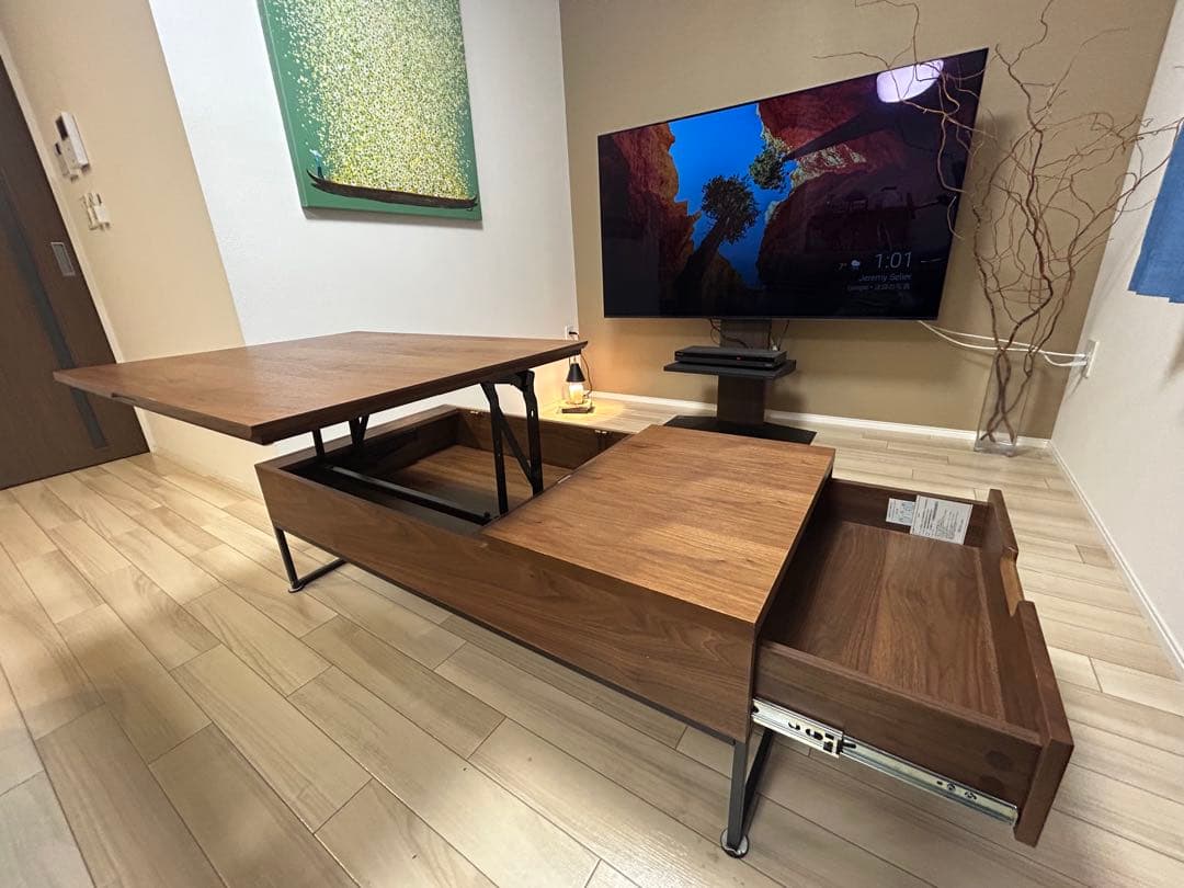 ニトリ　昇降センターテーブル　Nヒバリ　120MBR