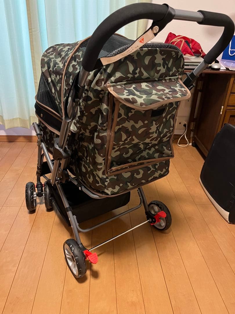 迷彩柄ペットカート メッシュカバー付き