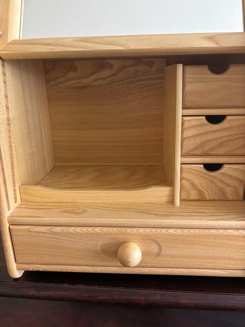 木製蛇腹コスメボックス ミラー 引き出し収納付き 美品