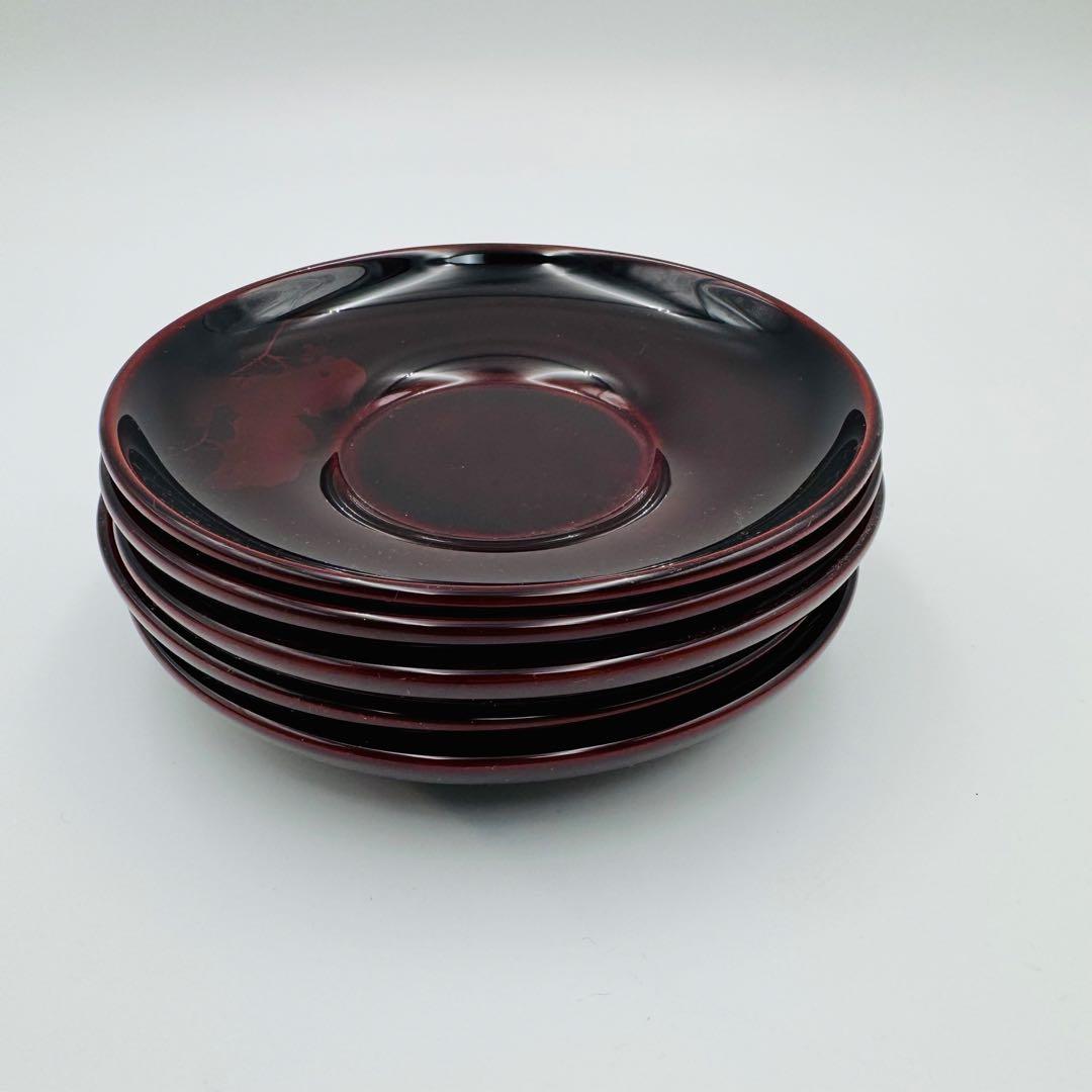 【輪島塗　五島屋謹製　蔓草　茶托五客　共箱】漆器　アンティーク　茶道具