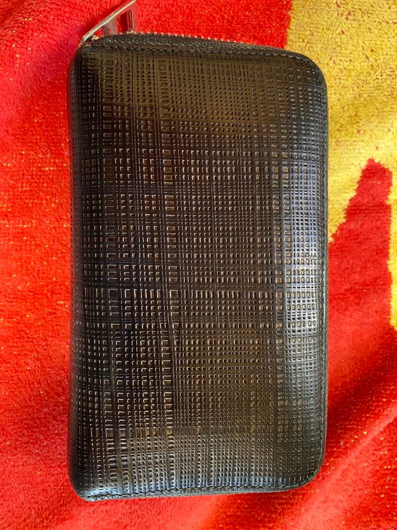 LOEWE ロエベ 財布 ラウンドファスナー リネン レザー ブラック